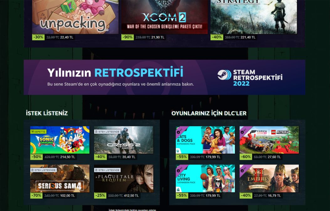 2022 Steam Oyuncu Retrospektifi