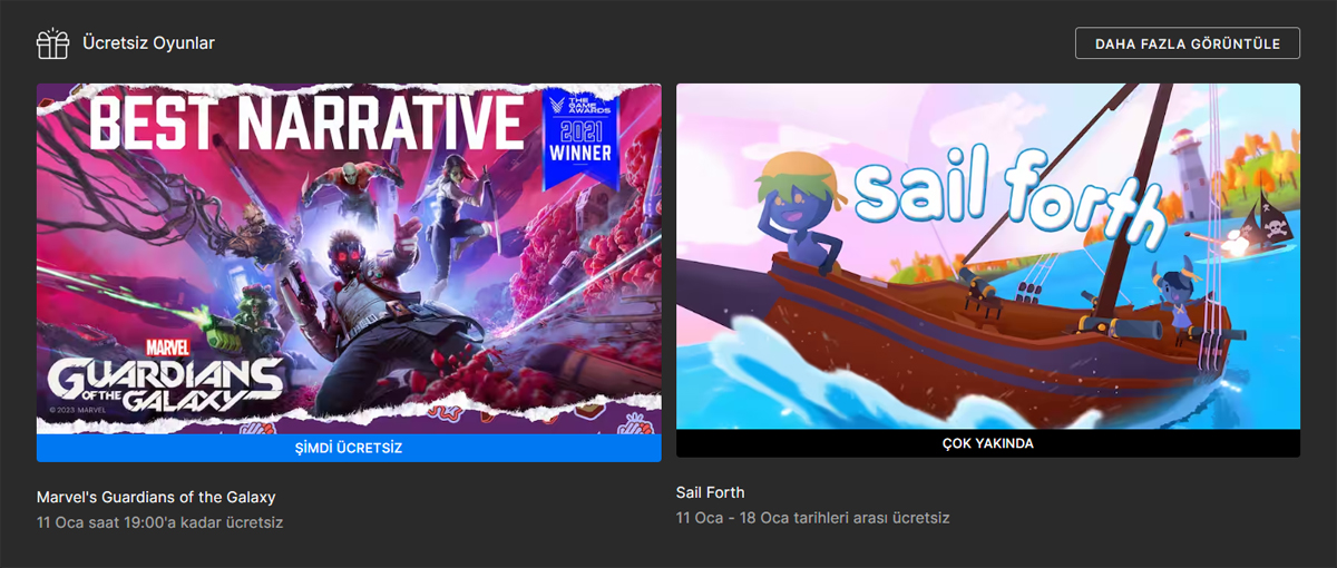 Epic Games Store Yılbaşı Ücretsiz Oyun Programı